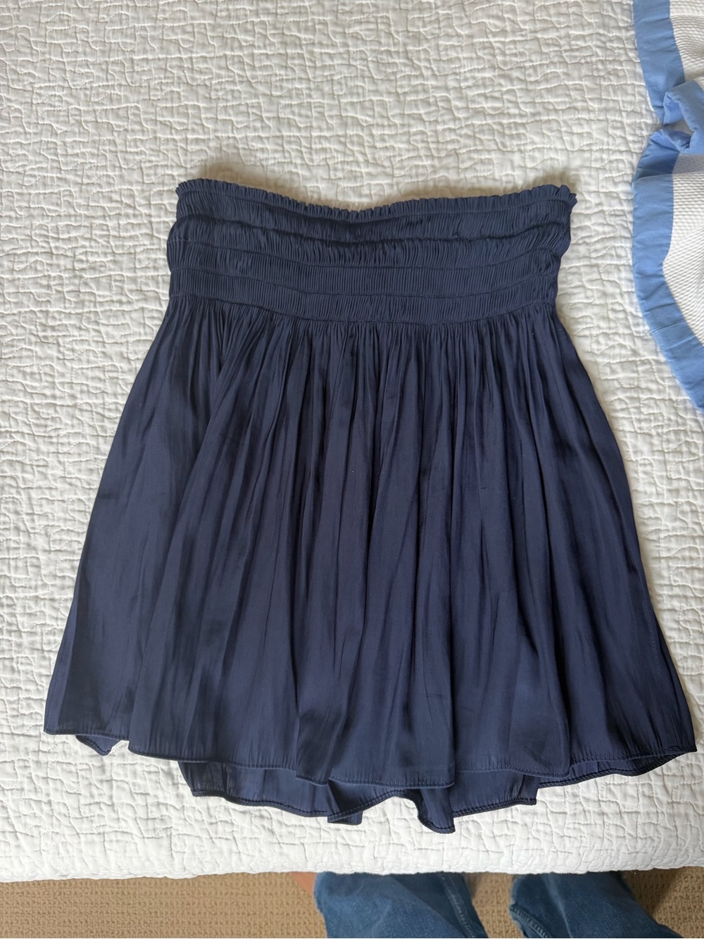 Ramy Brook Navy Blue Smocked Mini Skirt